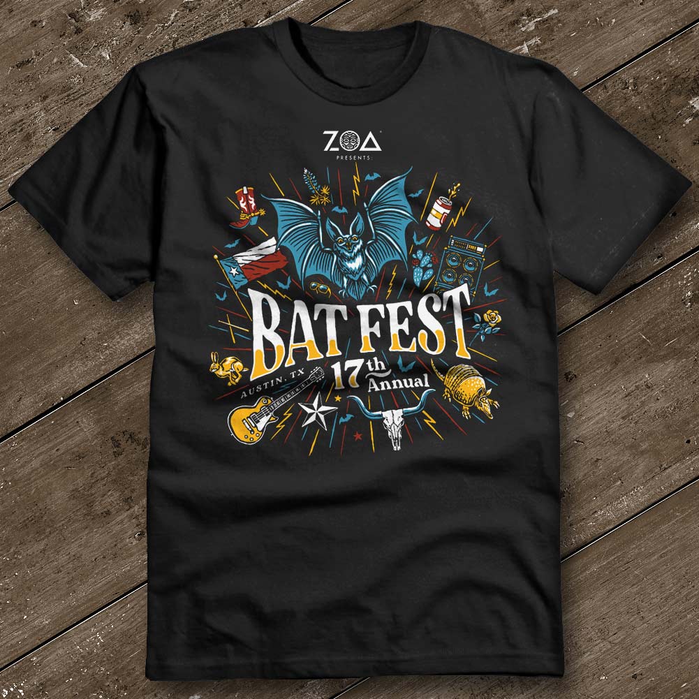 Official Bat Fest 2023 Unisex T-Shirt - Black - Austin City Threads