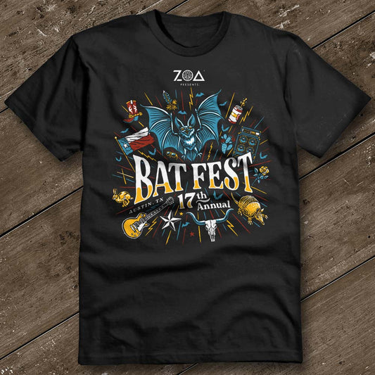 Official Bat Fest 2023 Unisex T-Shirt - Black - Austin City Threads