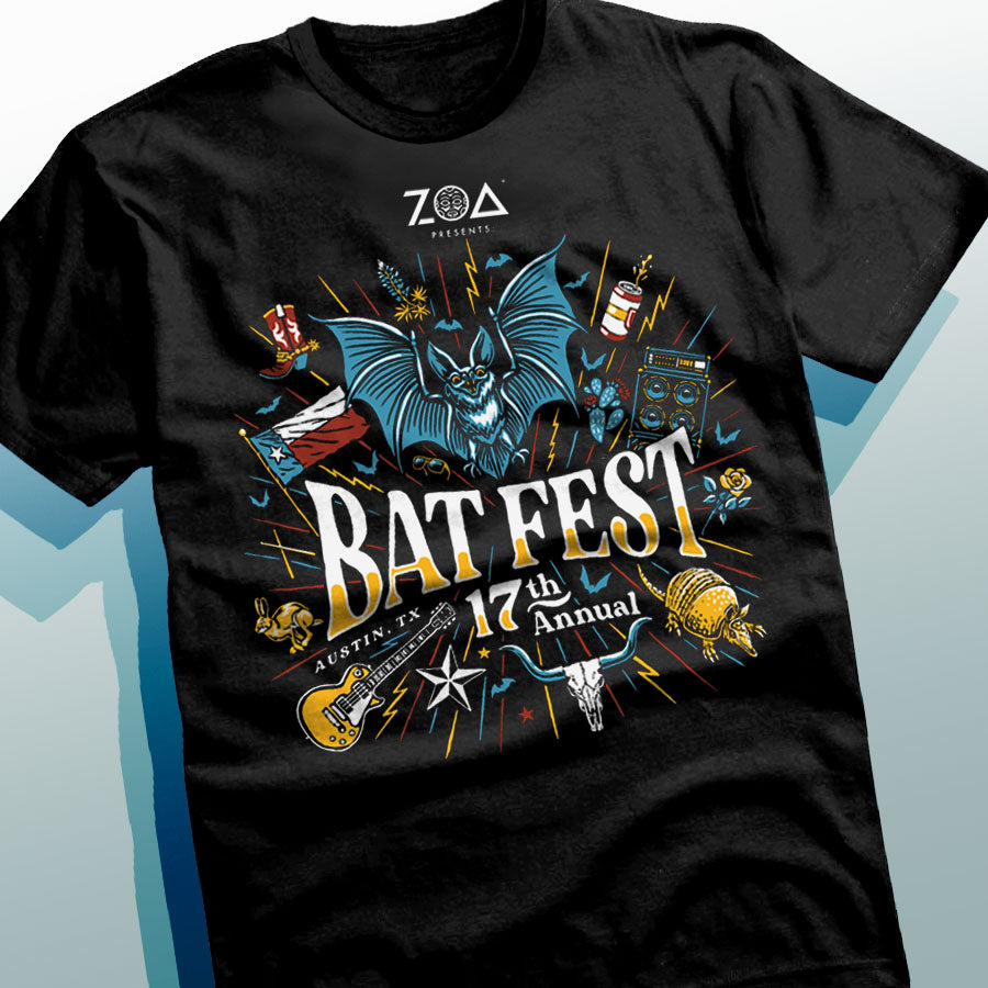 Official Bat Fest 2023 Unisex T-Shirt - Black - Austin City Threads