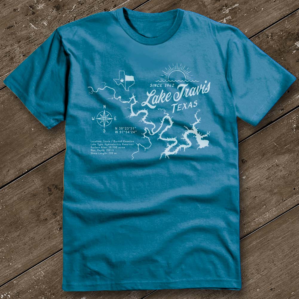 Lake Travis Teal T-Shirt - Austin City Threads