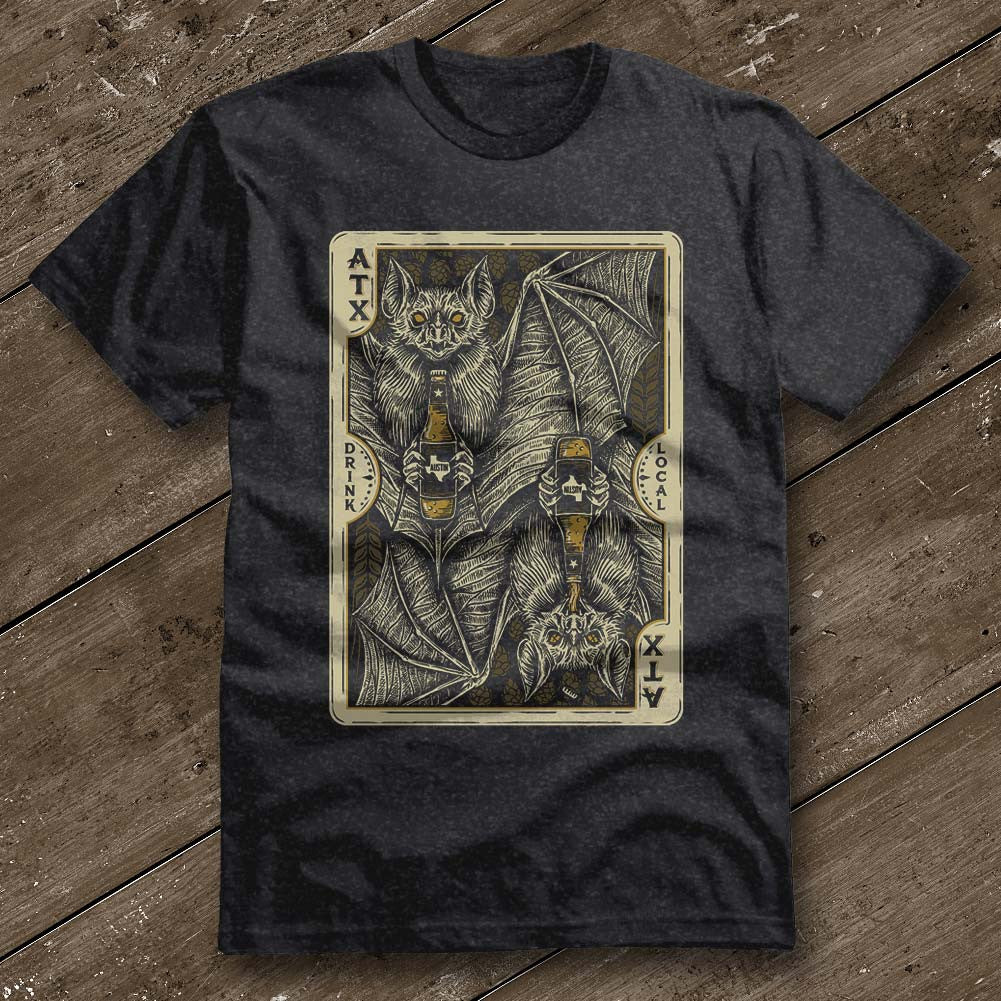 Bat Card Heather Graphite Shirt - Austin City Threads