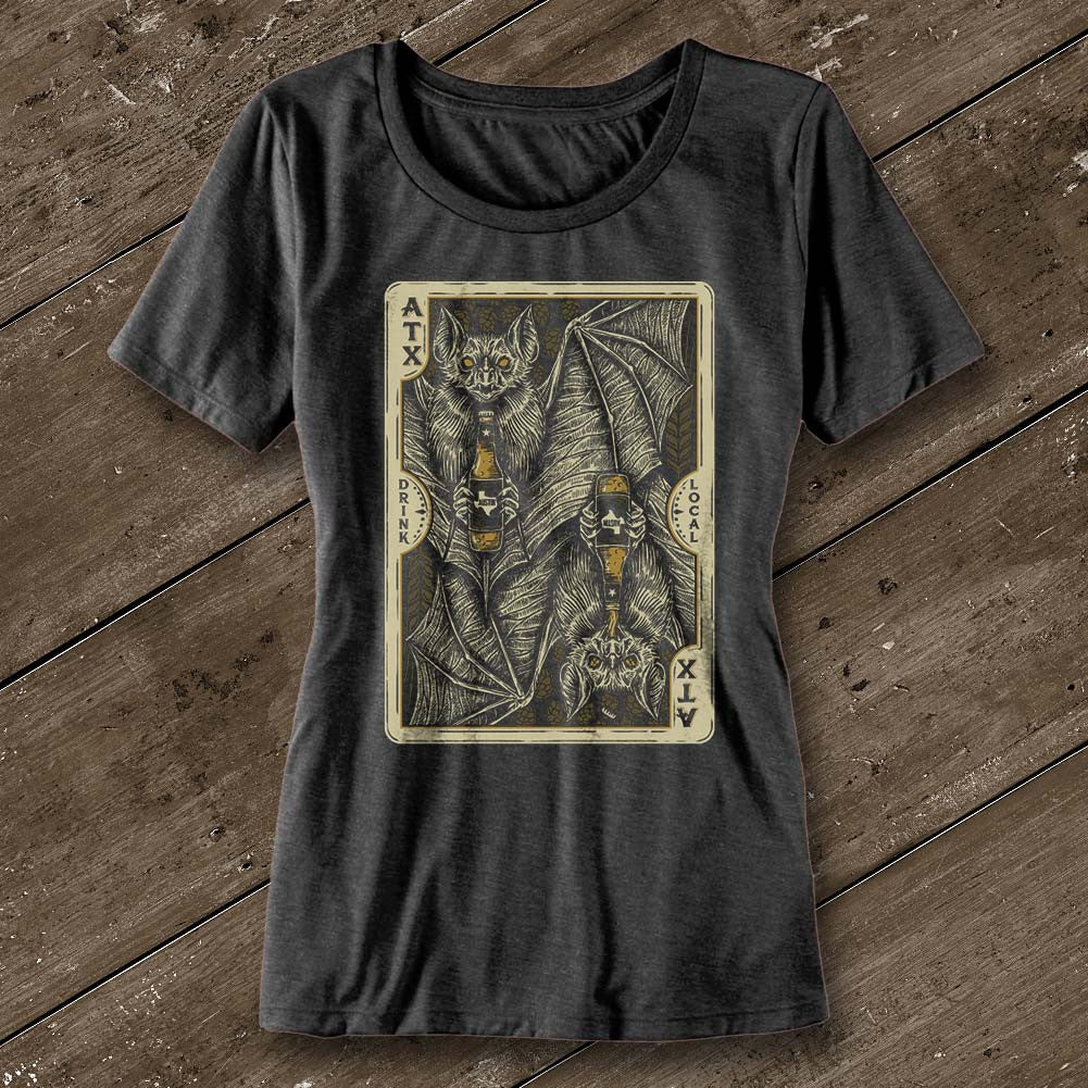 Bat Card Heather Graphite Ladies' T-Shirt