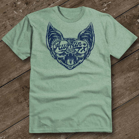 Shady Bat Heather Green T-Shirt - Austin City Threads