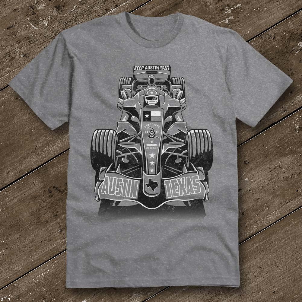F1 TEXAS SPEED HEATHER GREY T-SHIRT - Austin City Threads