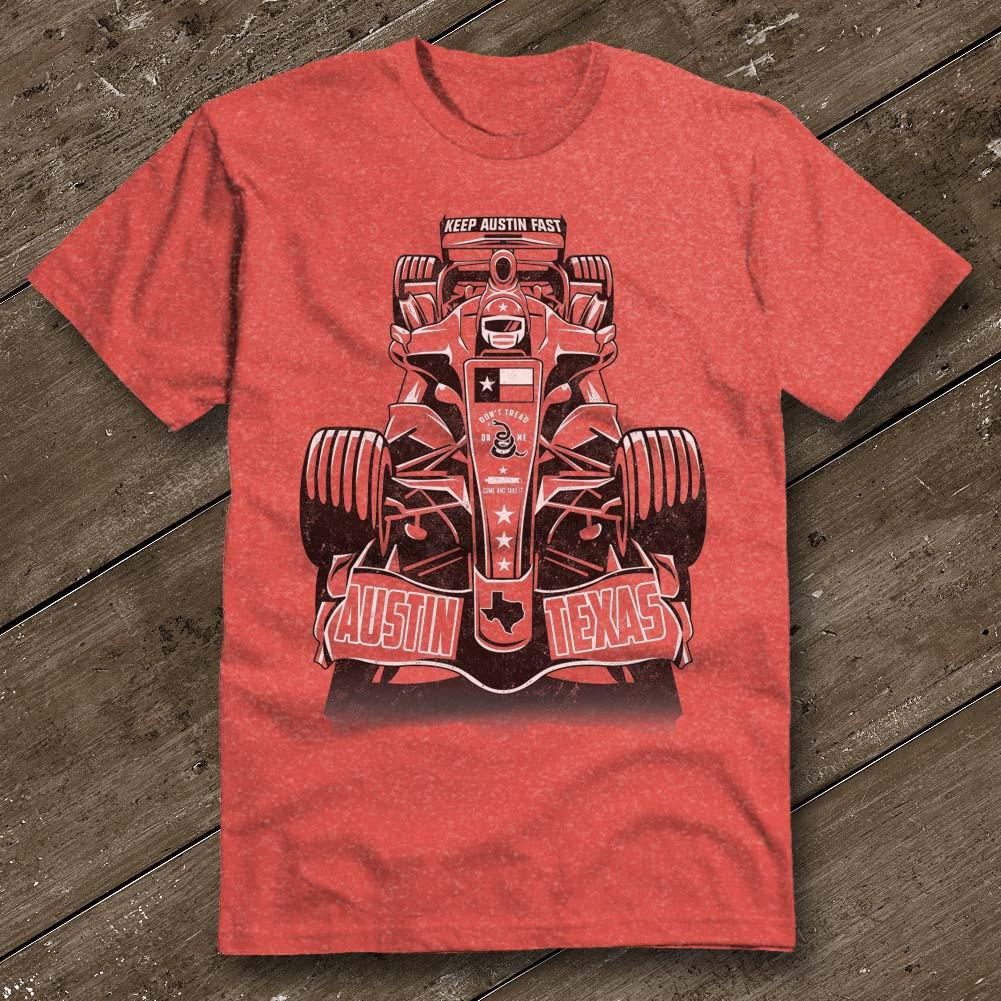 F1 TEXAS SPEED HEATHER RED SHIRT - Austin City Threads