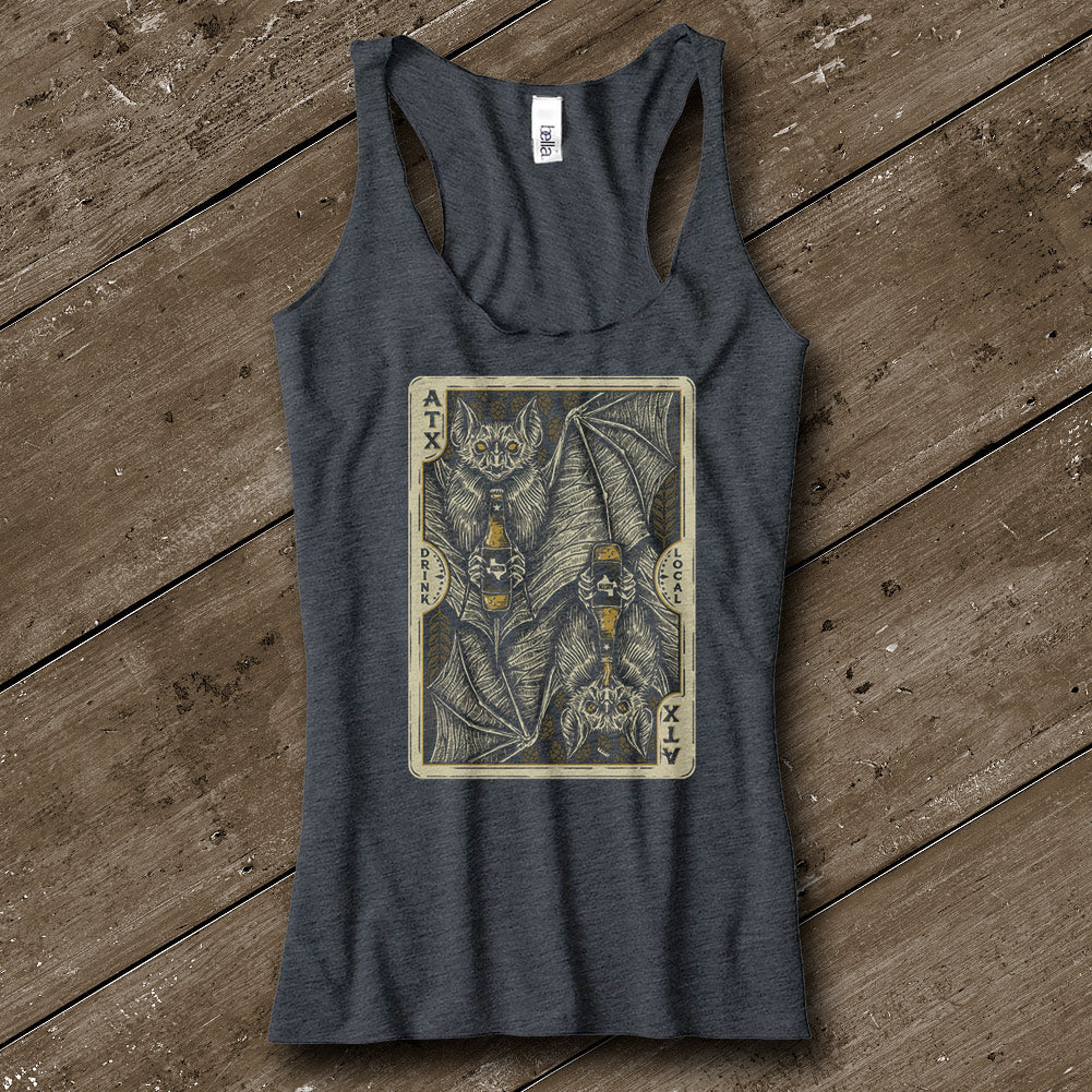 Bat Card Heather Graphite Ladies' Tank