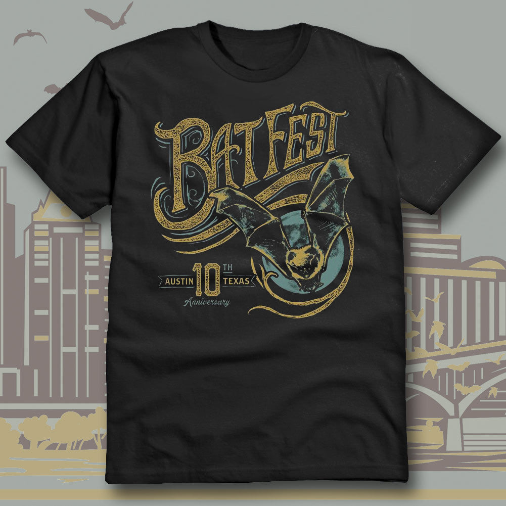 Official Bat Fest 10th Year Youth T-shirt - Austin City Threads