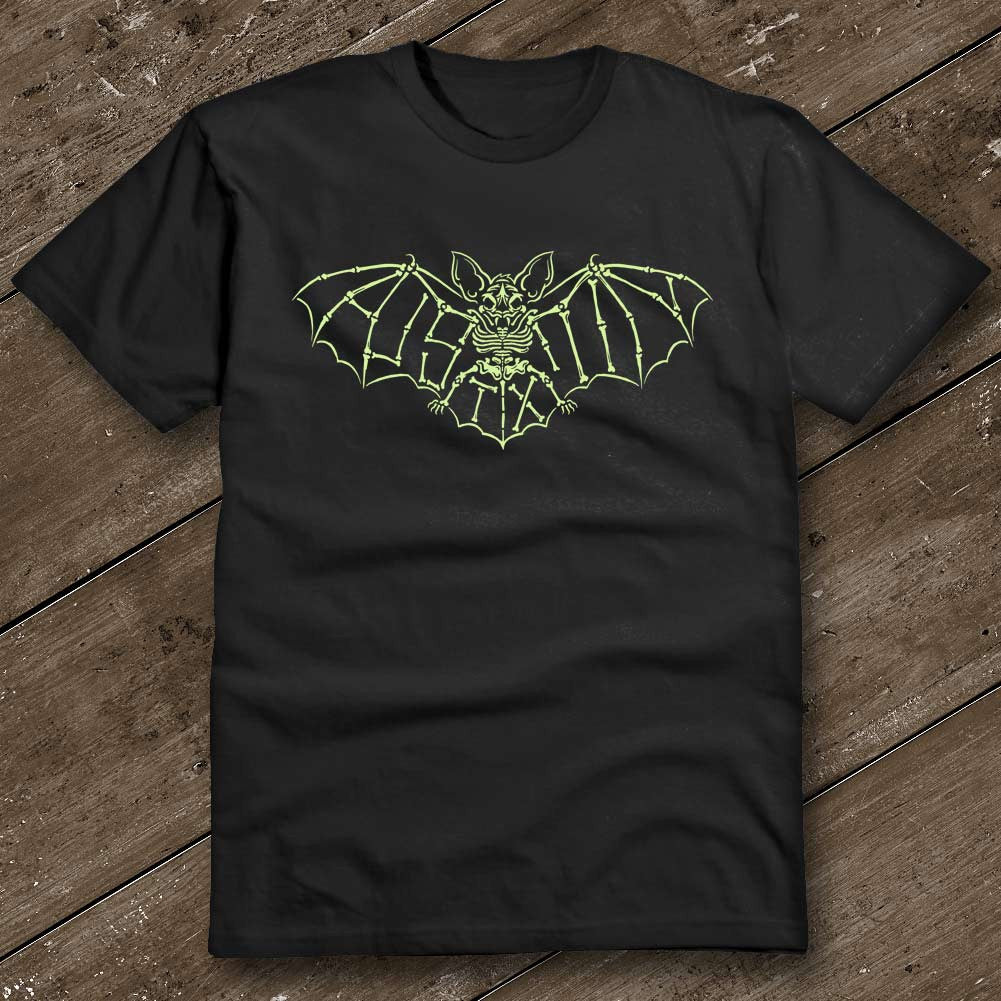 Austin Glow Bat in the Dark Black T-Shirt - Austin City Threads