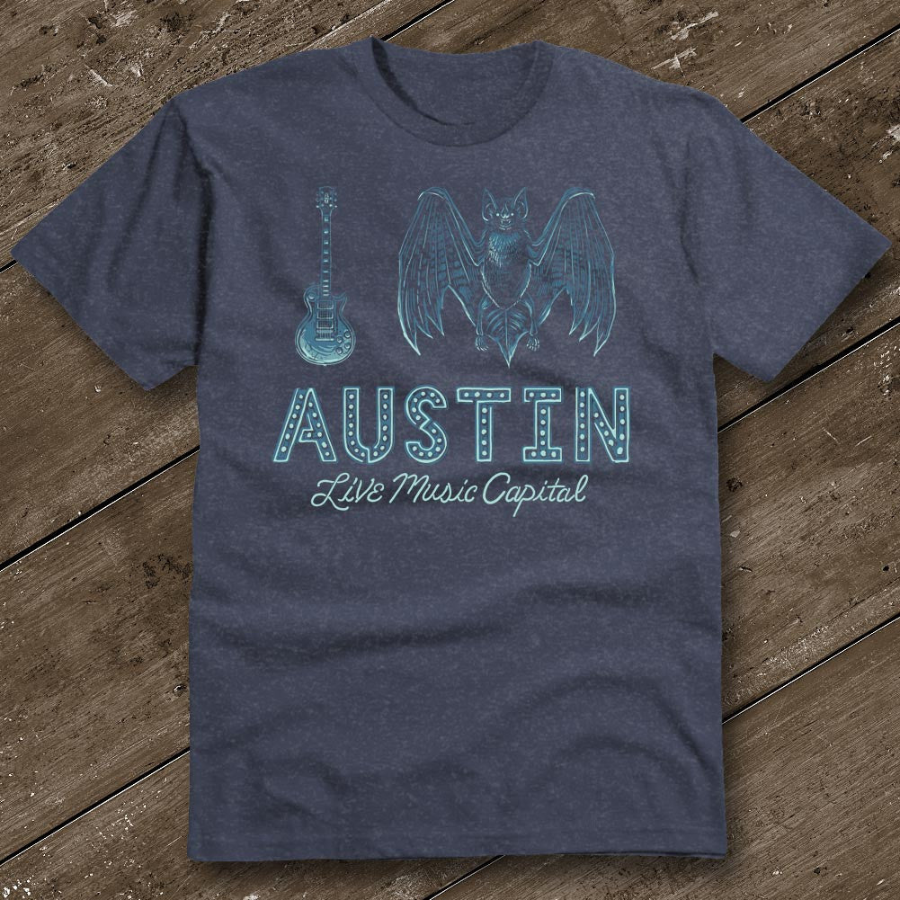 I Bat Austin Heather Navy T-Shirt - Austin City Threads