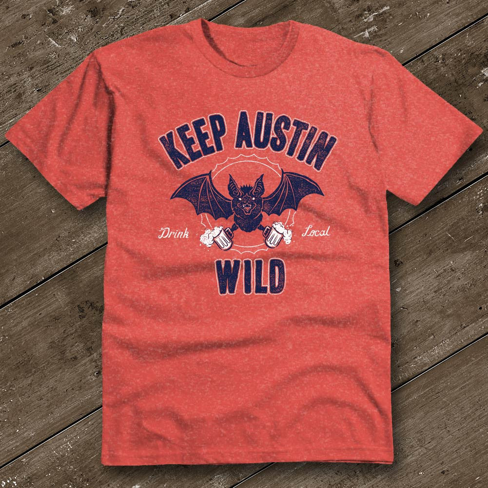 Keep Austin Wild Heather Red T-Shirt - Austin City Threads
