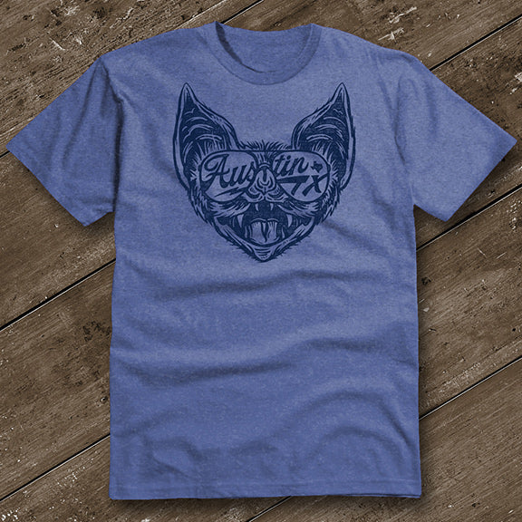 Shady Bat Heather Royal Blue T-Shirt - Austin City Threads