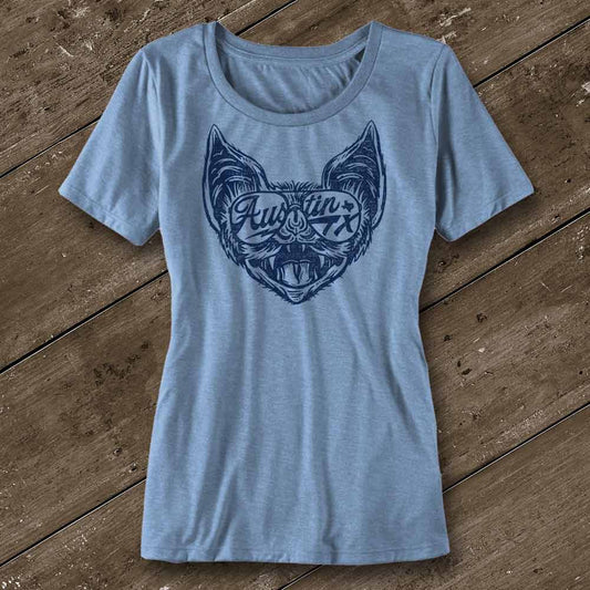 Shady Bat Heather Blue Ladies' T-Shirt - Austin City Threads