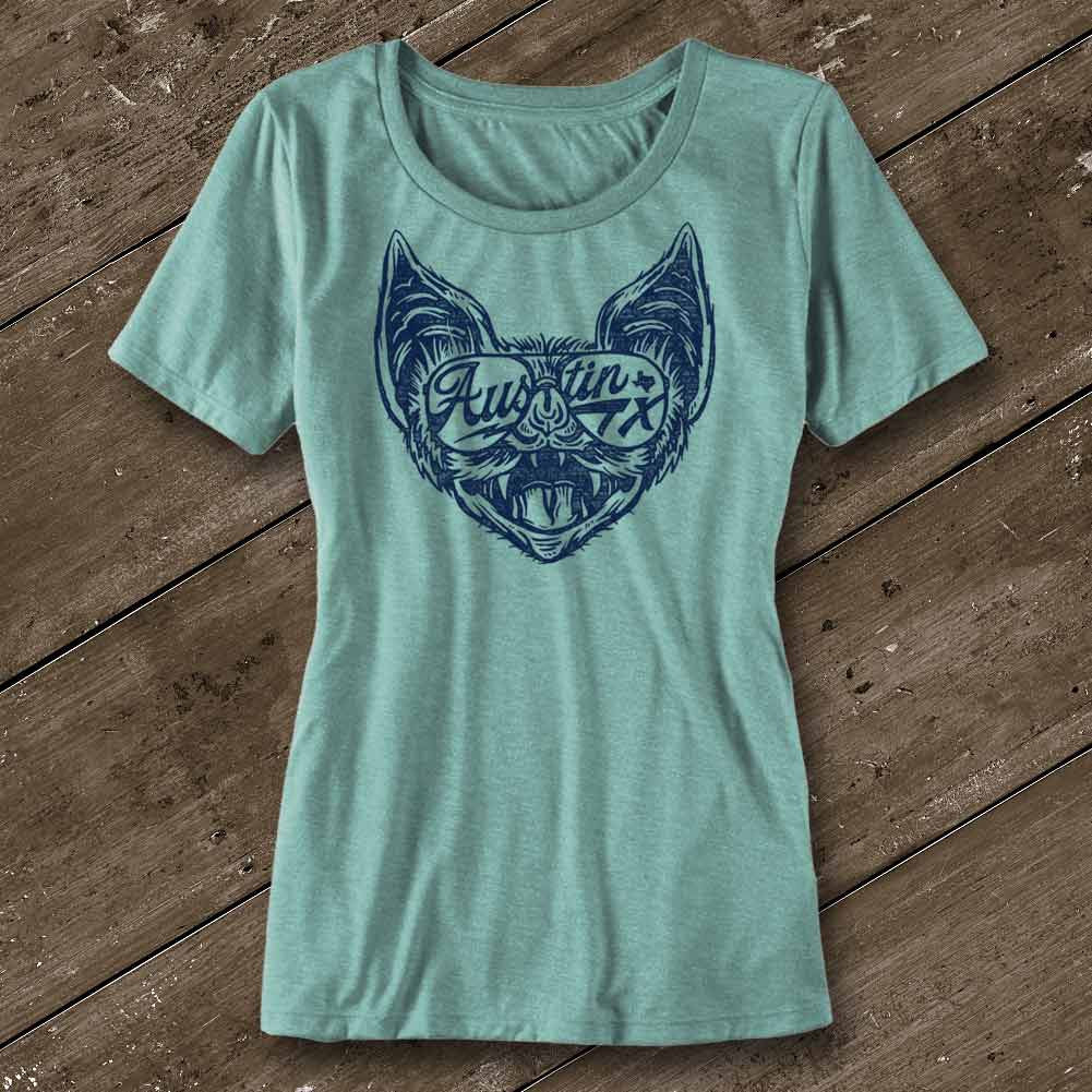 Shady Bat Heather Seafoam Ladies' T-Shirt - Austin City Threads