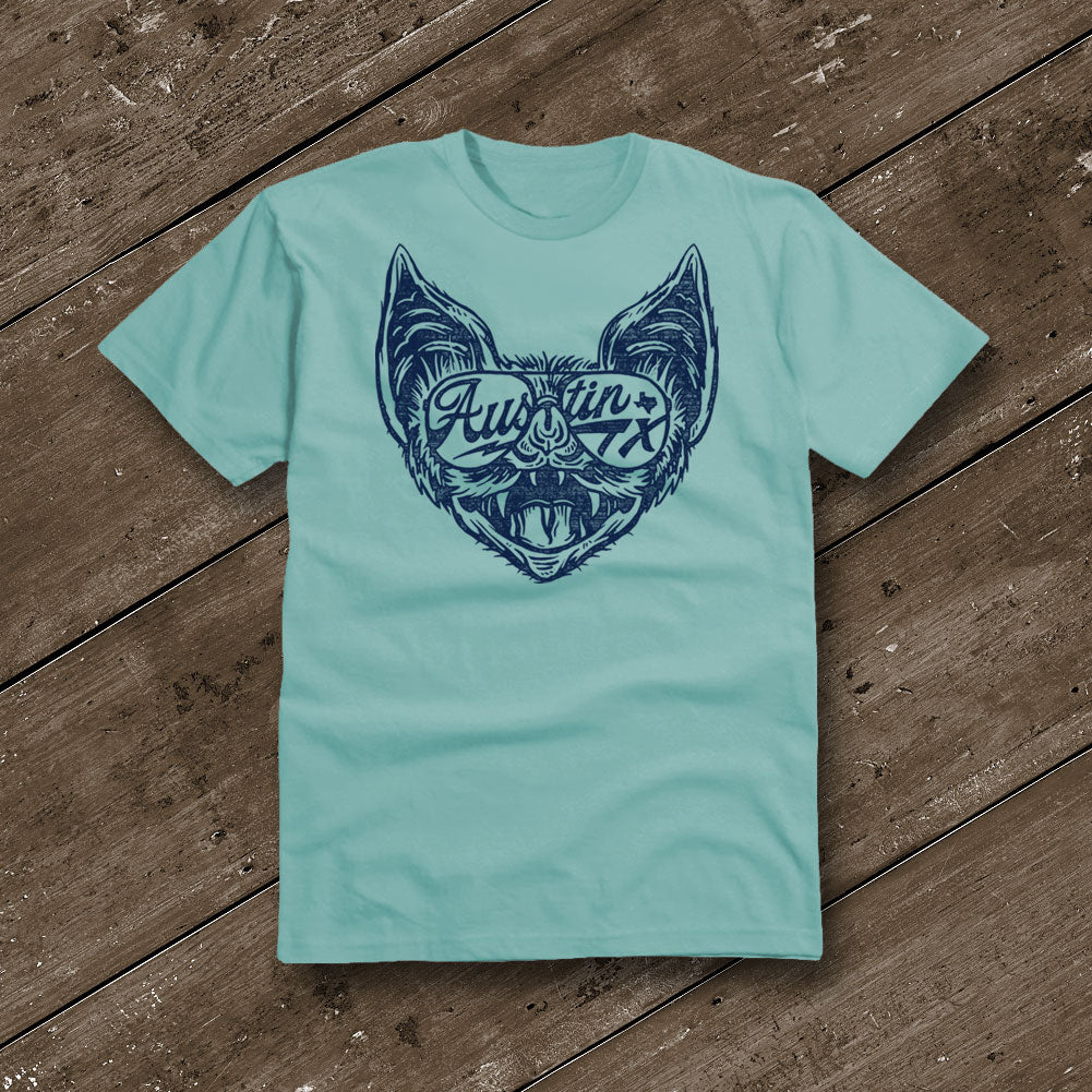Shady Bat Heather Purist Blue YOUTH T-Shirt - Austin City Threads