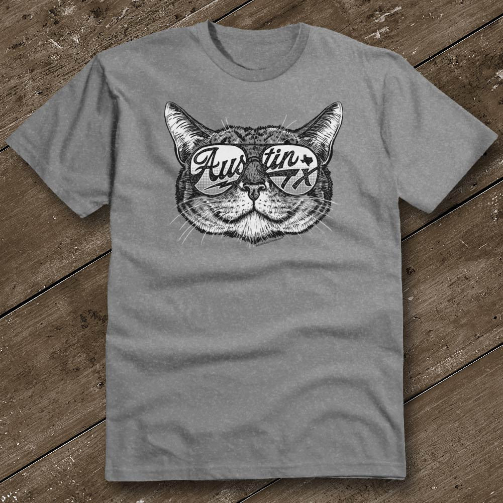 Threads, T-Shirt Grey Cat Shady City Heather Austin –