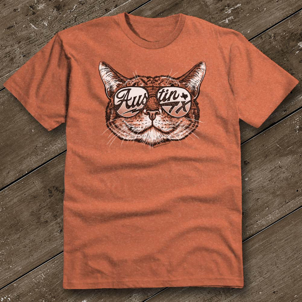 Shady Cat Heather Orange T-Shirt - Austin City Threads